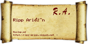 Ripp Arián névjegykártya